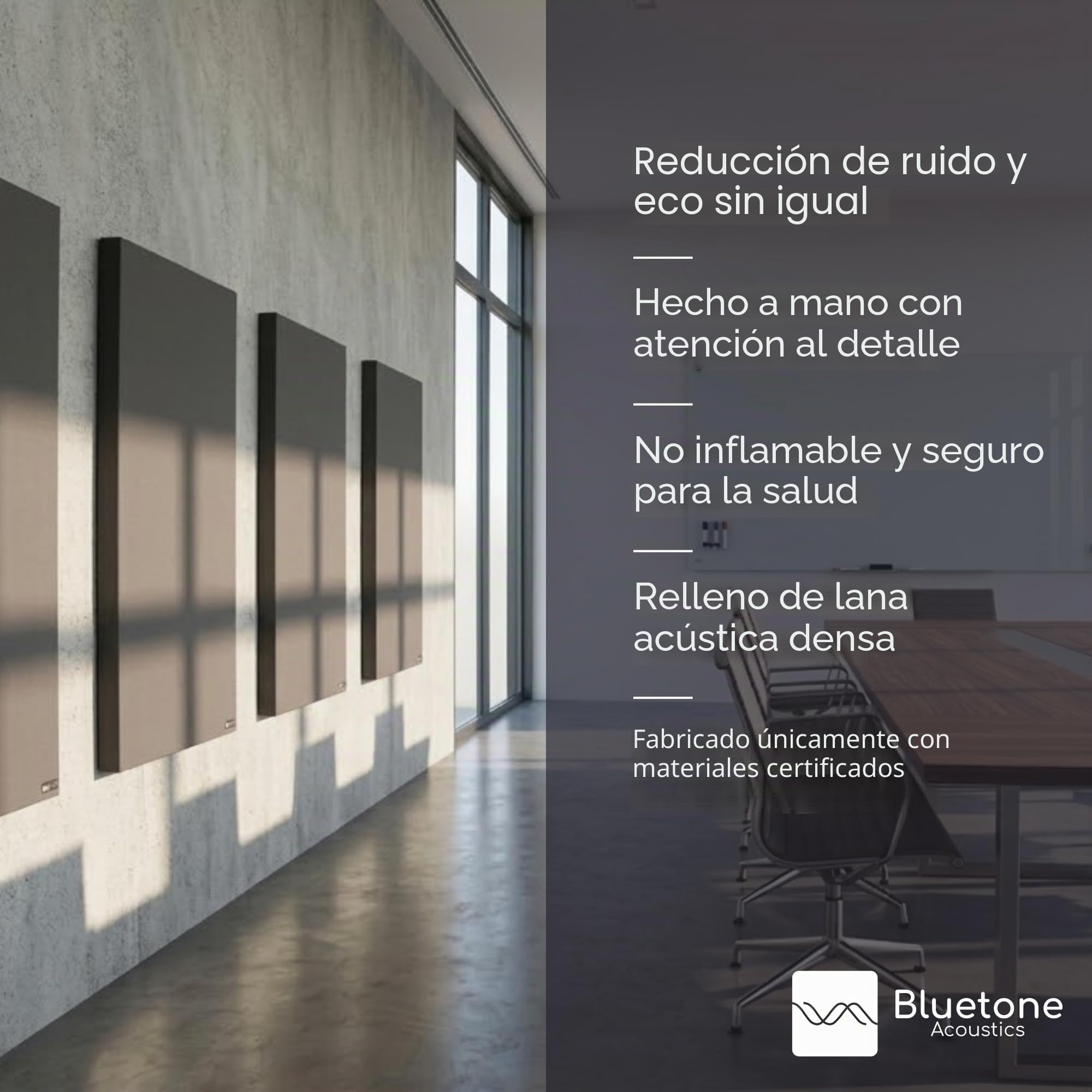 Bluetone Acoustics Wall Panel Pro - Paneles fonoabsorbentes profesionales para eliminar ruidos y ecos - Paneles acústicos para pared y techo (100x50x5cm, Beige)