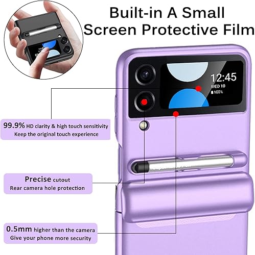Miniatura 5 de Miimall Funda compatible con Samsung Galaxy Z Flip 4 con S Pen, protector de pantalla de cámara de vidrio templado integrado + funda de protección