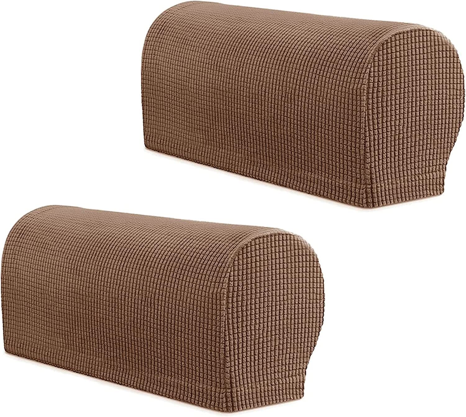 RANARA Armlehne Stuhlhussen Armlehnenbezüge Weiches Spandex Polyester Armkappen Rutschfester Möbelschutz Stretch Armlehne Bezug für Stuhl Sofa Couch, 2er Set, Braun (Farbe: Bruin, Größe: 4 Stück)