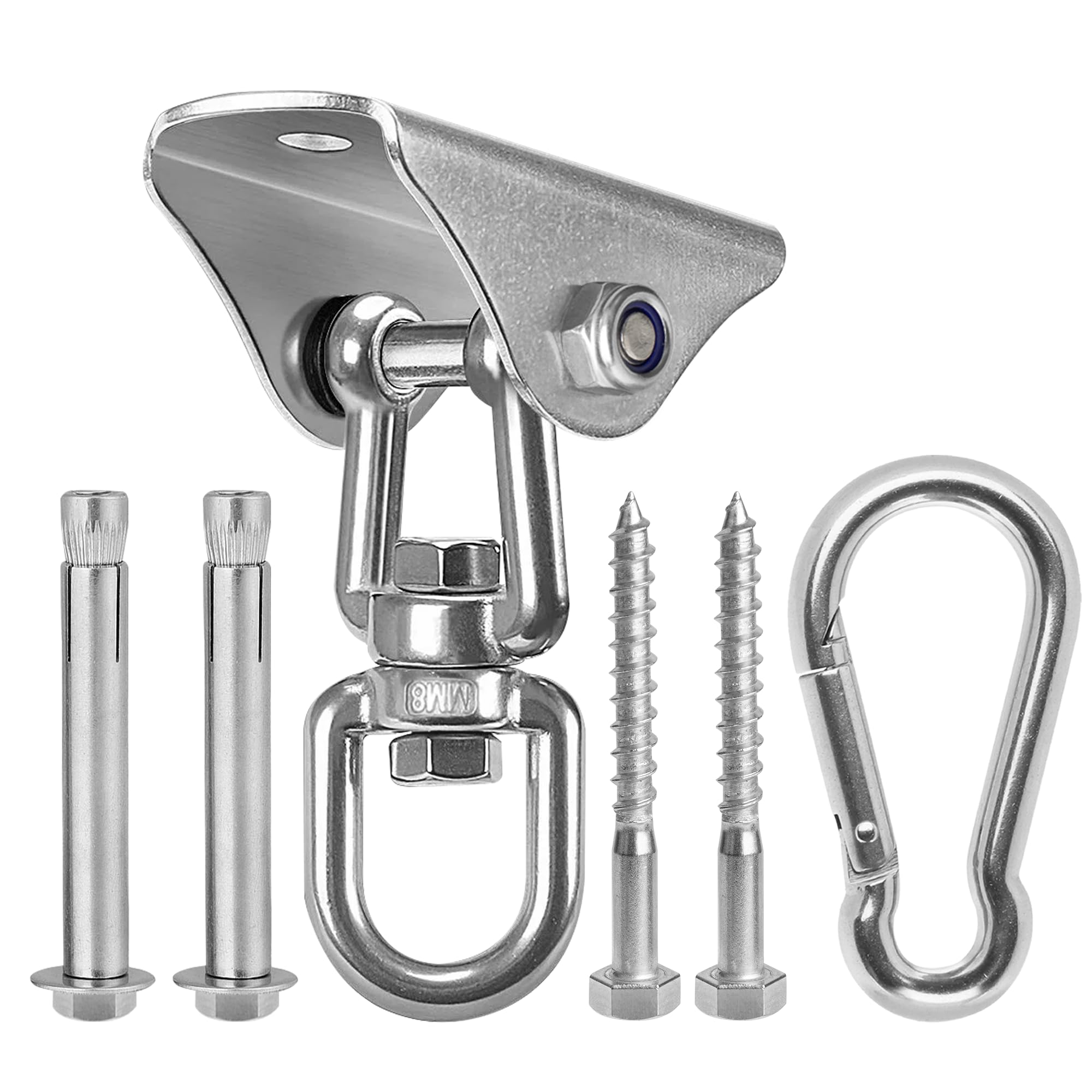 DesertBoy Heavy Duty Swing Hangers Stainless Steel 360° Rotate Hammock Chair Hanging Kit 450KG Capacity,Suspension Hooks with Bolt for Wood/Concrete Yoga Rope/Aerial Hoop/Punching Bag — image 1