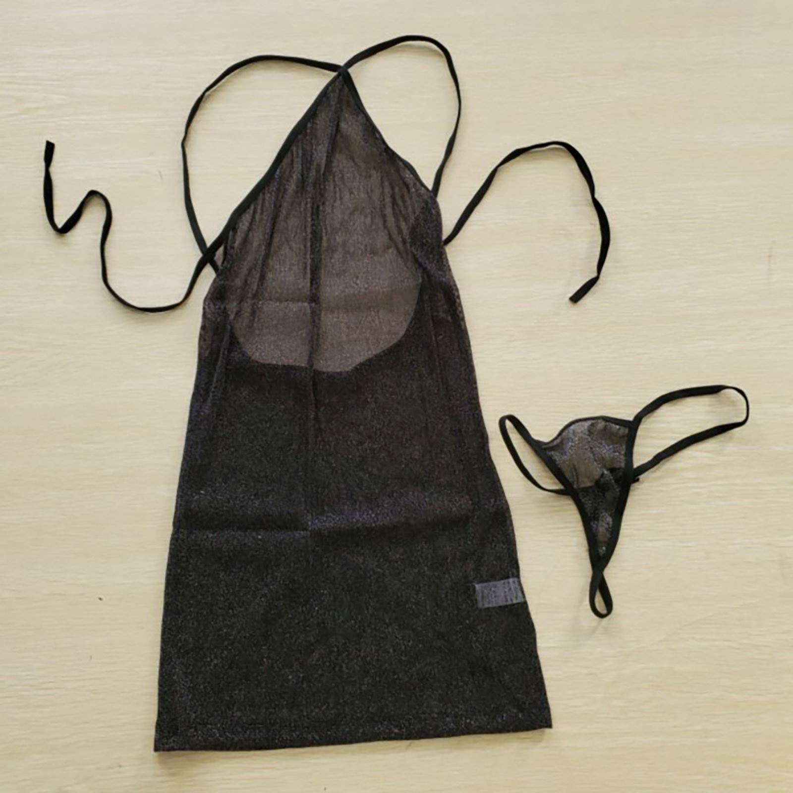 Generisch Mini robe sexy en tulle pour femme - Mini robe de nuit transparente - Robe de nuit courte - Dos nu - Lingerie érotique brillante - Robe de soirée sexy moulante pour le sexe