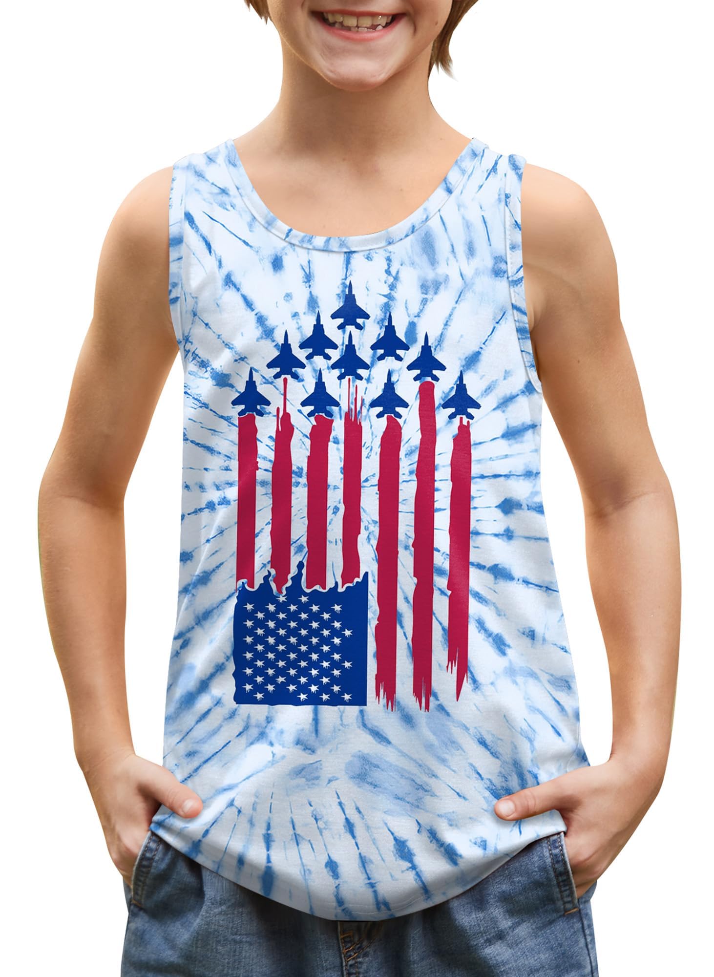 BesserBay Unisex Kid's 4th of July Tank Top American Flag Patriotic Sleeveless Shirt 4-14 Years