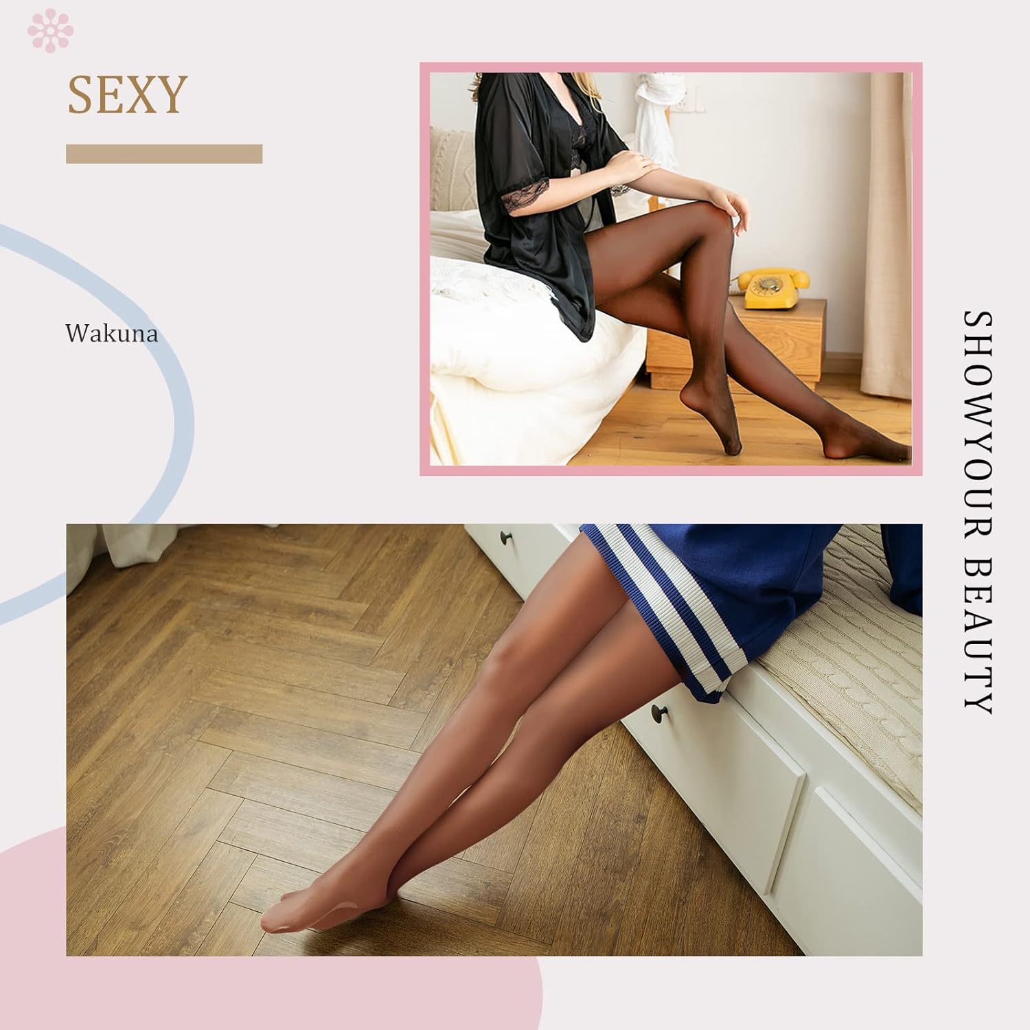 WAKUNA 3 Pairs Sheer Tights For Women 20D Pantyhose Control Top Invisible Reinforced Toes Black or Nude - Image 3