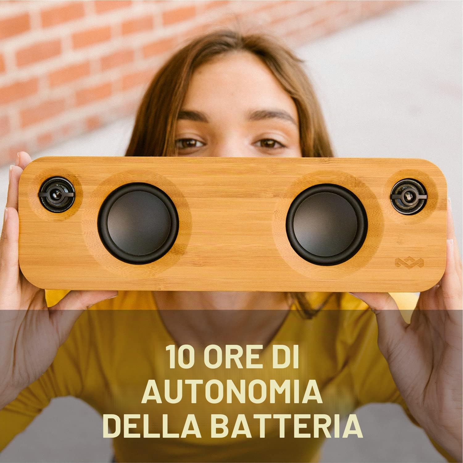 House of Marley Get Together Mini Casse, Doppio Altoparlante senza Fili in Bambù e Alluminio Riciclabile, Autonomia Batteria 10 Ore, con Subwoofer da 2.5 Pollici e Funzione Vivavoce, Nero