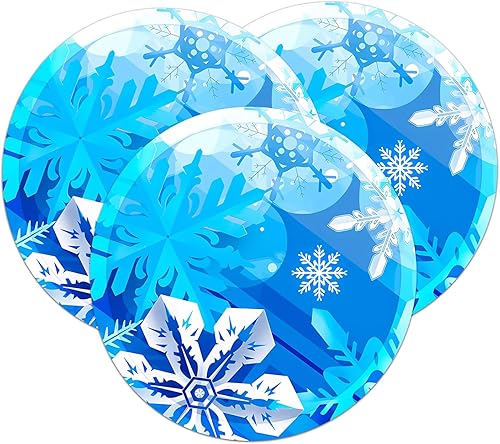 Miniatura 2 de Platos de papel de copo de nieve, platos redondos azules desechables con temática de nieve, suministros de fiesta de cumpleaños, boda, despedida de