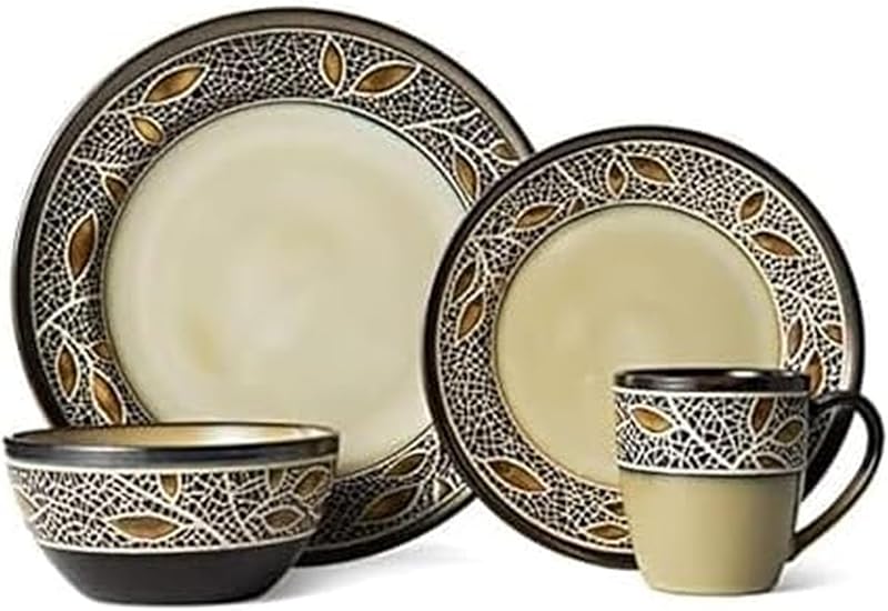 Gourmet Basics Alexandria Dinnerware Set (16 Piece),Tan