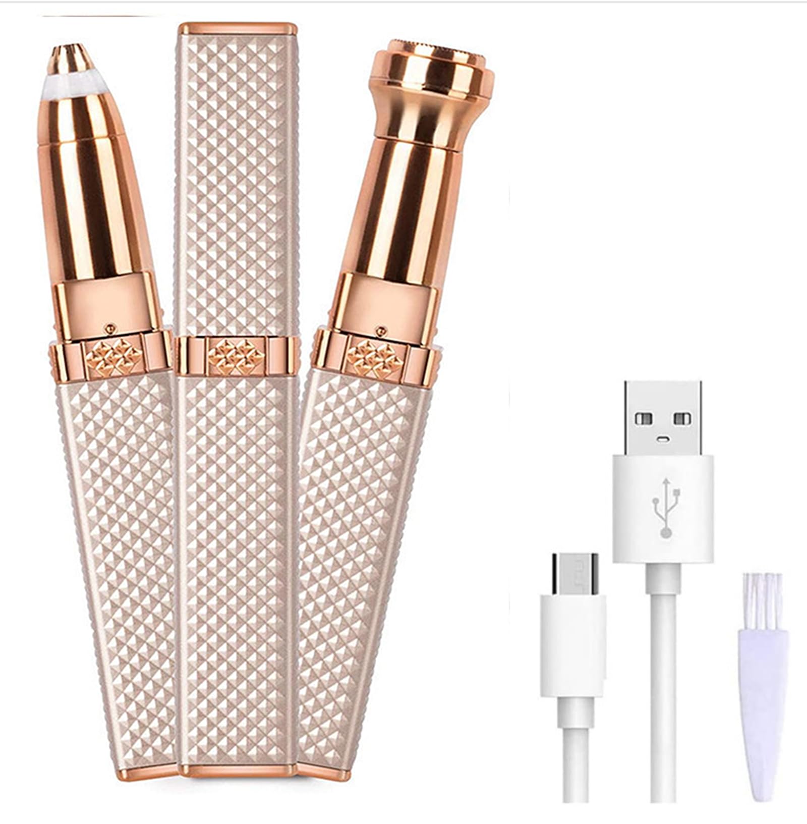 Depiladora de cejas para mujer, afeitadora, depiladora para cara, cejas, recortadora, recargable, 2 en 1, para cara y cejas, recortadora de cejas (dorado)