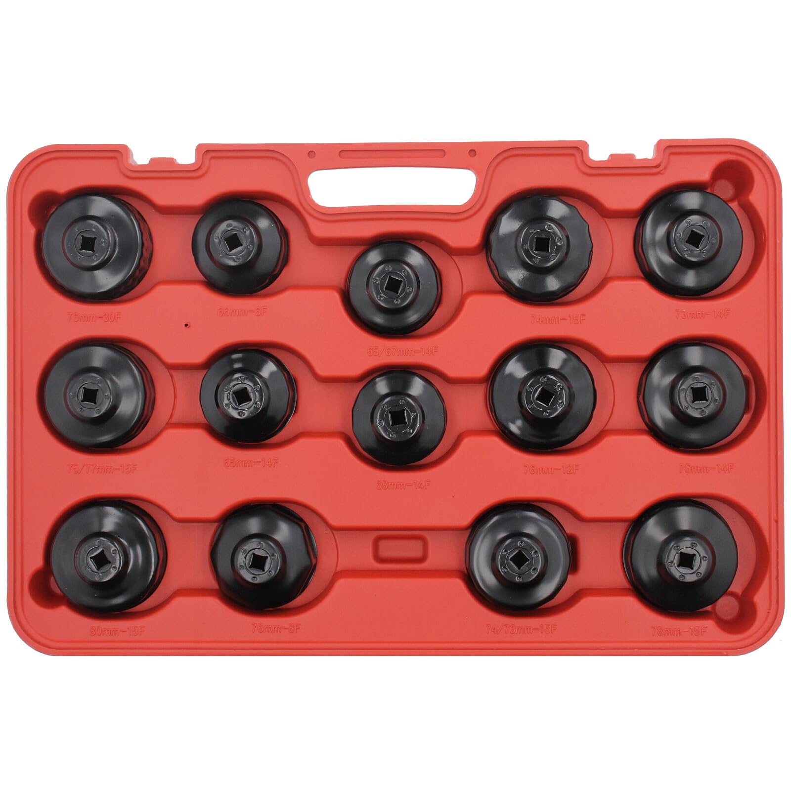 GEPCO 31-TLG Ölfilter Werkzeug Set | Ölfilterschlüssel & Ölfilterkappen | Universal Profi KFZ Ölfilterspinne 28x Kappen + Adapter 1/2" x 3/8" | Stabiler Koffer für Mechaniker & Werkstatt & Heimwerker