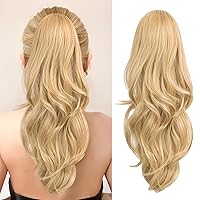 Vista 1 de Extensión de cola de caballo rubio, extensión de cola de caballo con cordón de 20 pulgadas para mujeres, extensiones de cabello de cola de caballo