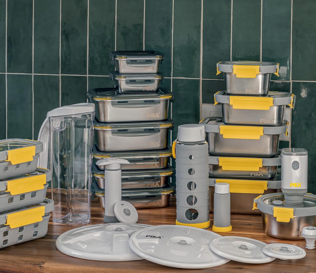 PIKA - Pompe sous vide électrique + 5 valves pour boites alimentaires Pika | Appareil de mise sous vide alimentaire : conservation 3 à 5 fois plus longue