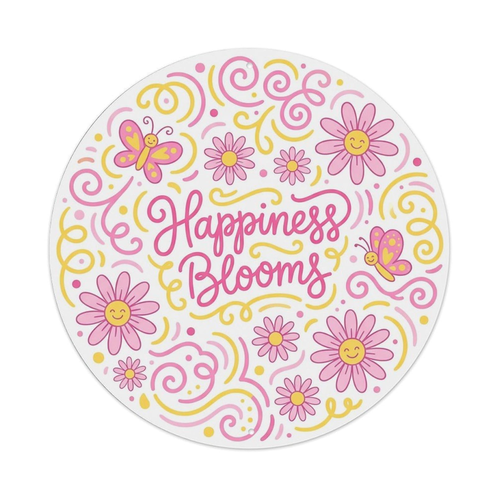 Whimsical She Shed Floral Happiness Blooms Metal Tin Sign