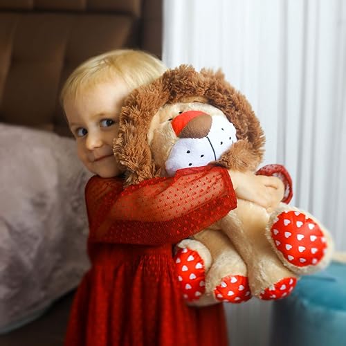 Miniatura 6 de Peluche de león de amor, juguete de peluche de león rey con cola en forma de corazón de melena para niños, niñas, bebés, parejas, amantes, regalo de