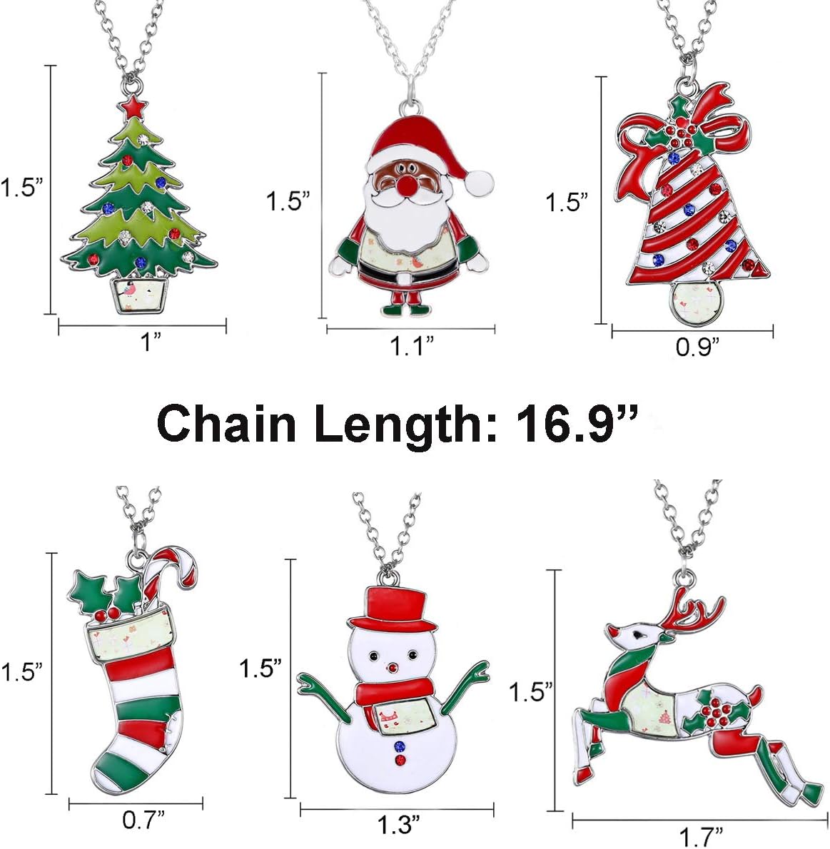 Nanafast 6 PCS Christmas Necklace Set Adjustable Christmas Tree Snowflake Pendant Necklace for Women Thanksgiving Xmas Party Gifts - Image 2