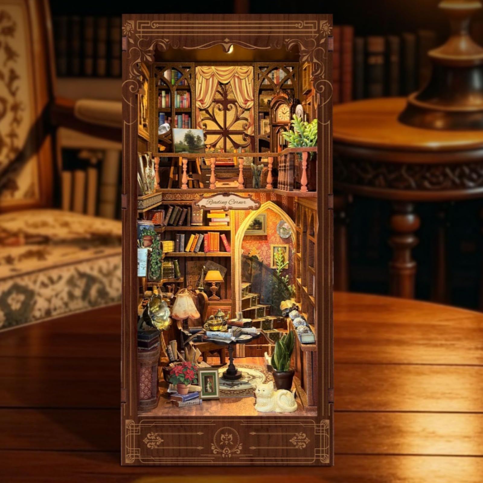 Gralara Magisch Book Ecke | Beleuchtet, 3d puzzle mit Beleuchtung, diy, Buchstütze mit Led-Licht, für Bücherregal
