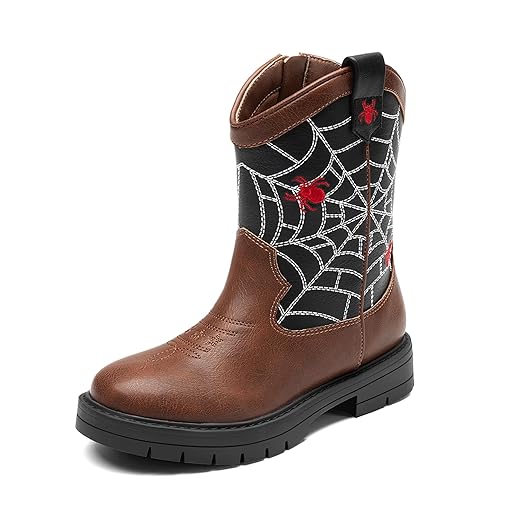 DREAM PAIRS Boys Girls Cowboy Boots Kids Western Riding Mid Calf Boots with Side Zipper (Toddler/Little Kid/Big Kid)