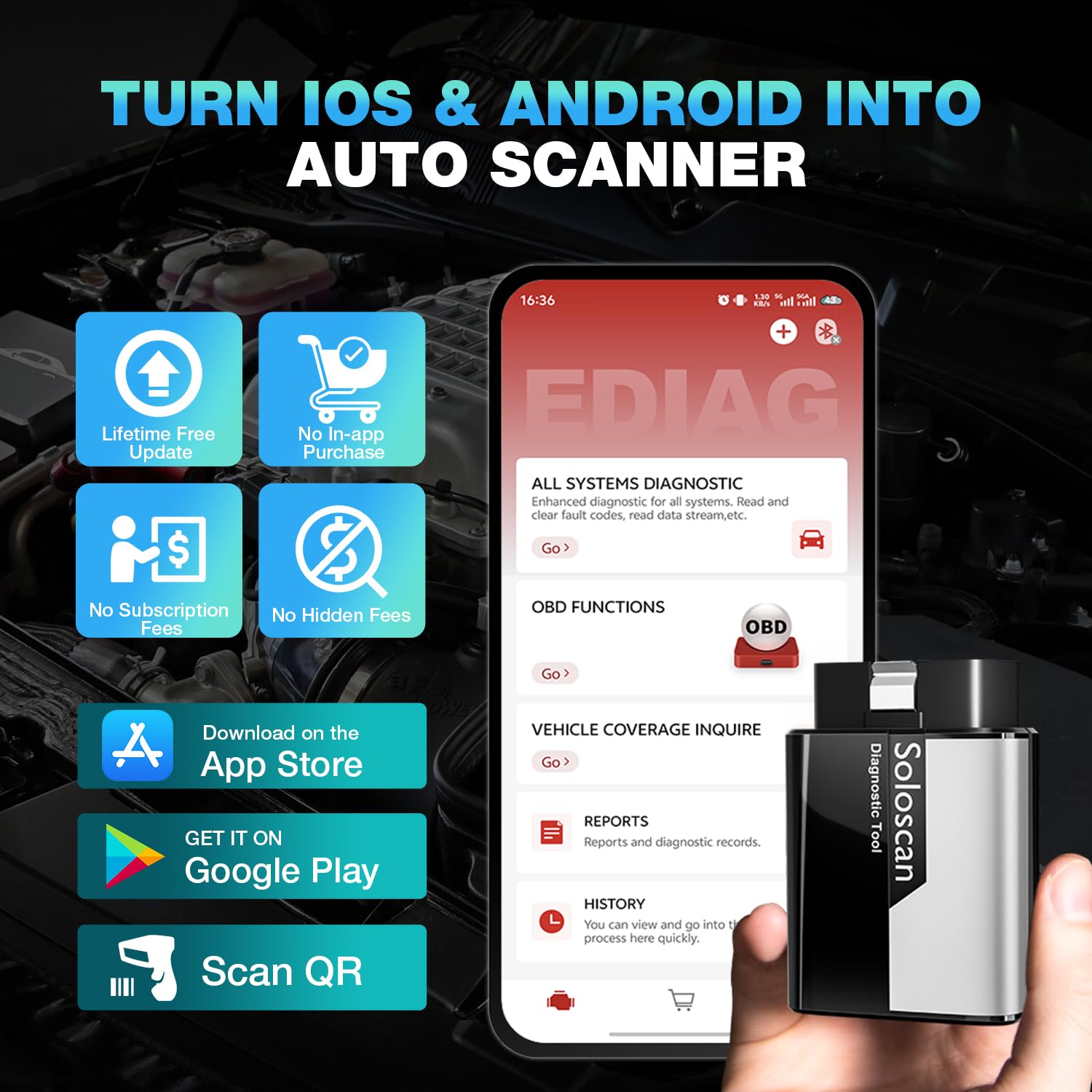 KINGBOLEN Soloscan OBD2 Diagnosegerät für Benz/für Maybach/für Sprinter,Alles System Diagnosegerät Auto Mit 50+ Resets,Aktiver Test,ECU-Codierung,Bluetooth 5.2,Lebenslange kostenlose Updates.