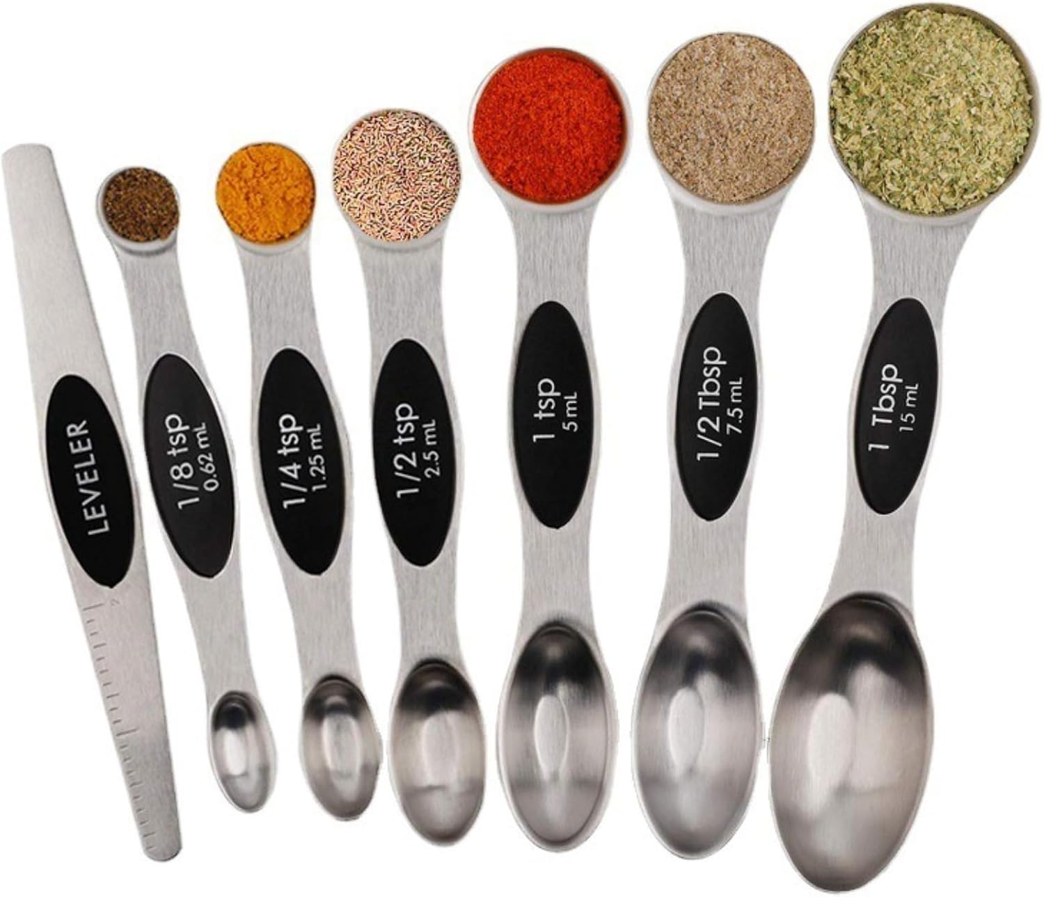 Magnetic Stackable 430 Stainless Steel Dual‑End Measuring Spoons Set,