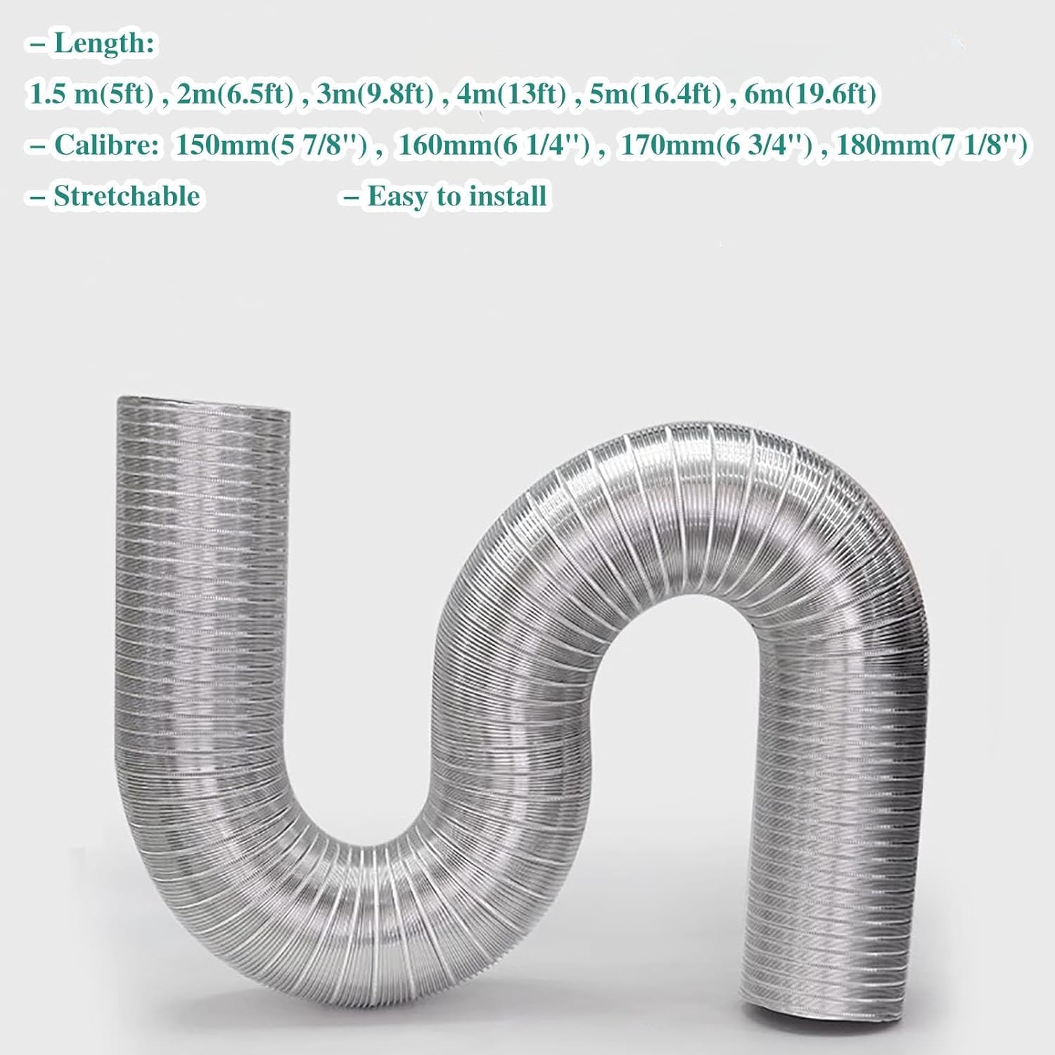 Manguera De Ventilación De La Secadora Ventilación Exterior para Baño Extractor De Aire con Tubo De Extensión, Manguera De Conducto De Escape De Ventilaci, 1.5 M(5ft), D 170mm(6 3/4")