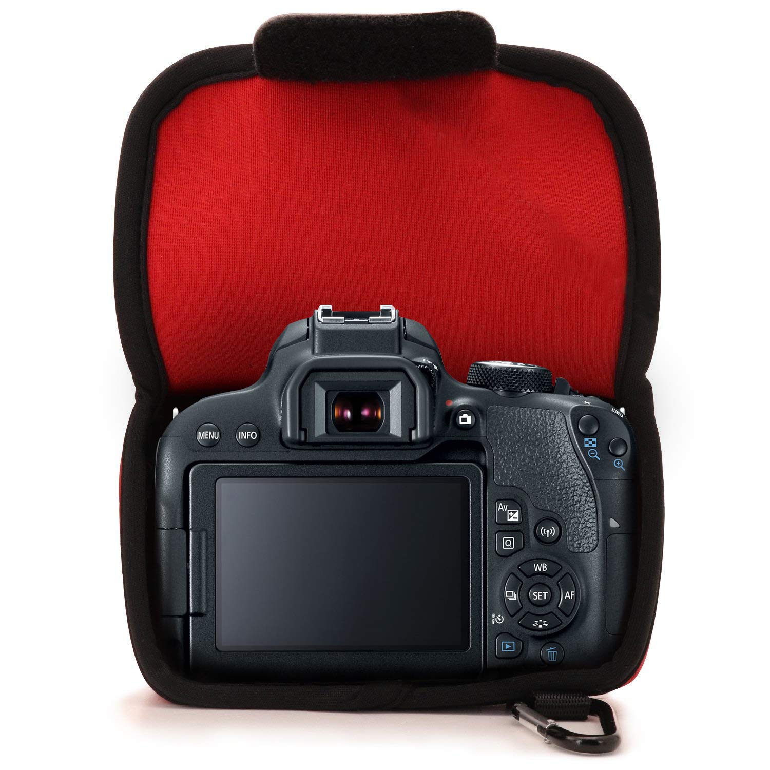 MegaGear Ultra Light Étui en Néoprène compatible avec Canon EOS 850D, 250D, 200D, 800D (18-135 mm), 77D, 9000D, 750D Noir MG1194