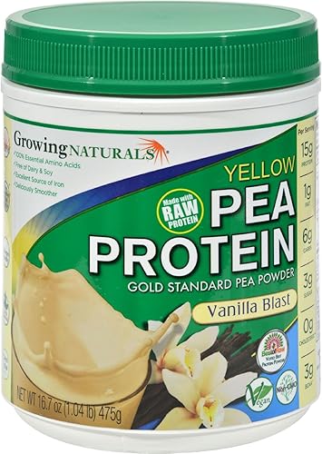Growing Naturals - Proteína de guisante amarillo crudo de vainilla, BHBS0519S2277, 1