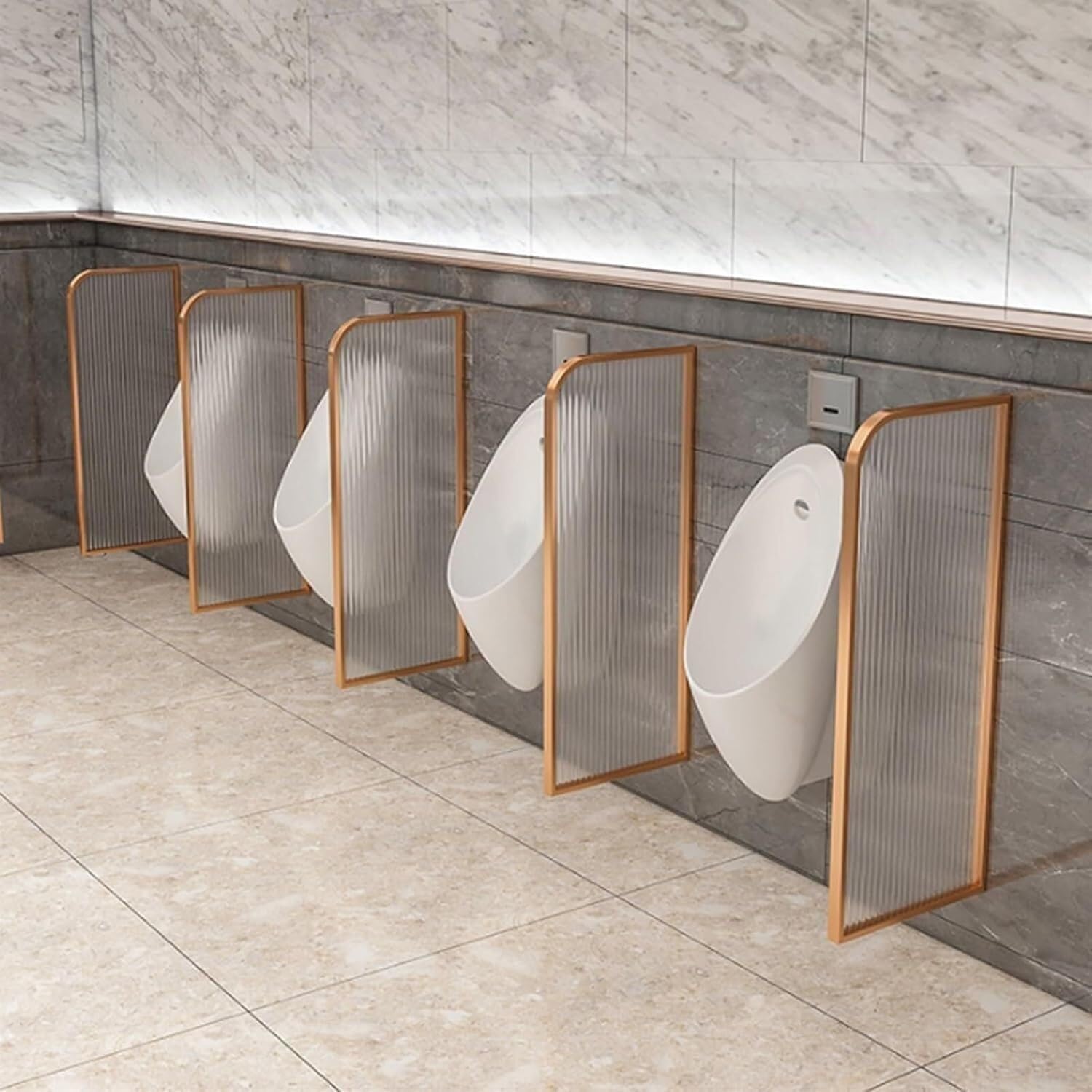BKSXSOP Men's Urinal Baffle Wall Mounted Stainless Steel Divider for Bathroom Hotel Public Restrooms 5 Piece Set