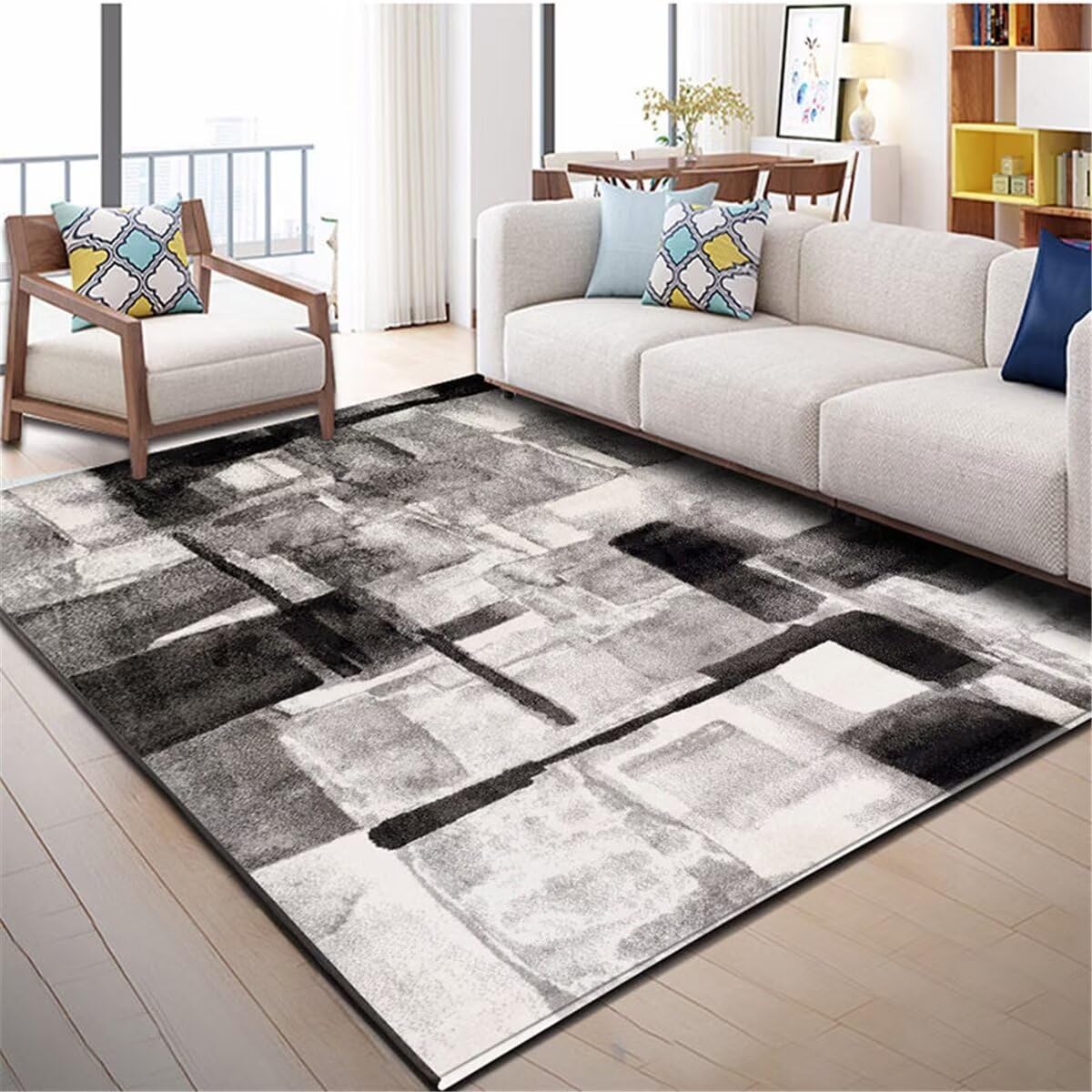 Tapis Priere Enfant Chambre Bebe Fille Tapis de Salon Pelucheux Gris Tapis de Maison résistant à l'usure Tapis Coloré Design 200X260CM