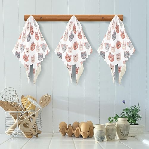 Miniatura 6 de linqin Cute Sleeping Animals 6 Pack Absorbent Microfiber Kitchen Dish Towels Decor Soft Rags Reusable for Bathroom Oven