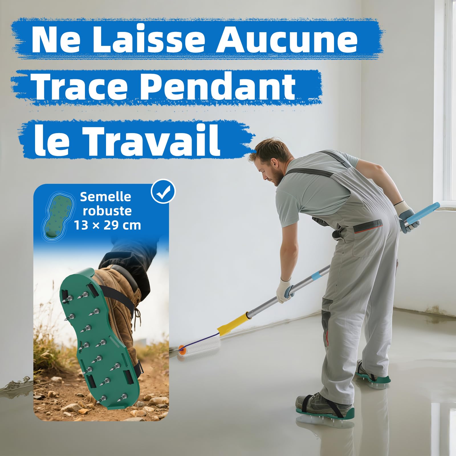 VKE Rouleau Debulleur Ragréage 23cm Bavures 14mm avec Perche Telescopique