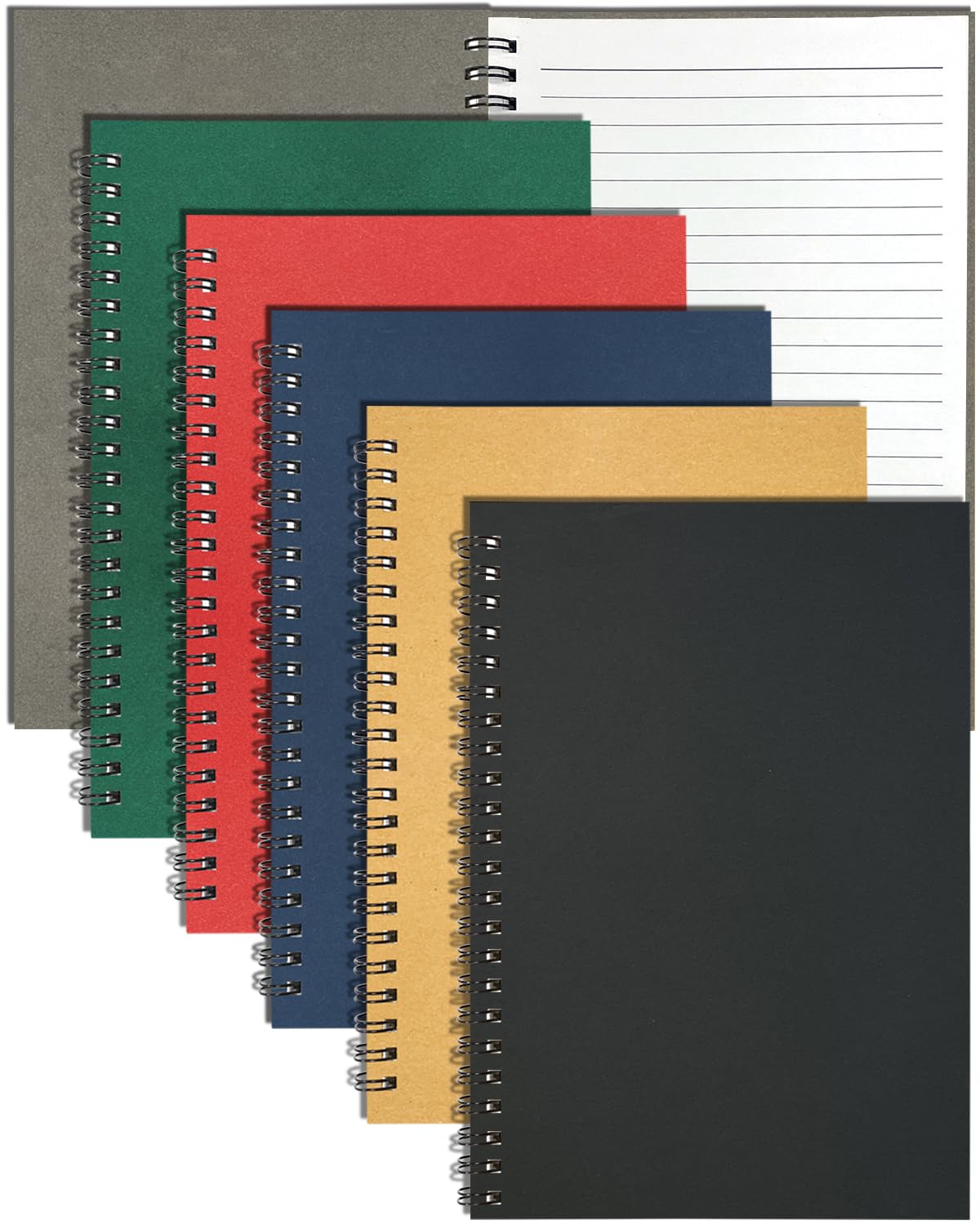 Pack de 6 Cuaderno A5 de Espiral, 21x14.5cm 60 Hojas Rayadas Cuaderno de Notas Libreta A5 de Anillas con Tapa Blanda Kraft Colore Surtidos Rayado Bloc de Notas Espiral para Escuela Oficina Escritura