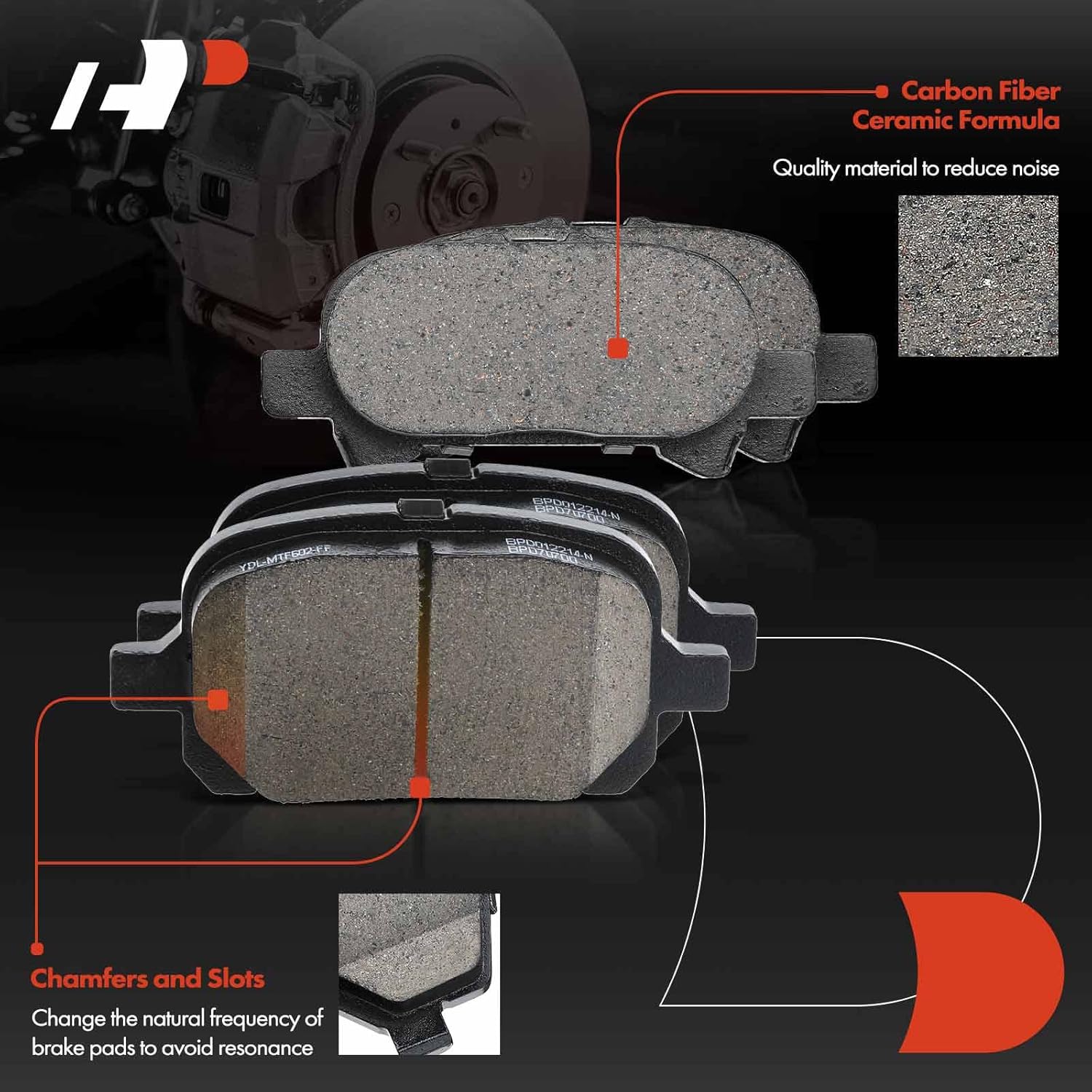 A-Premium Front and Rear Ceramic Brake Pads Set Compatible with Toyota Models - Avalon 2000-2004, Solara 1999 V6 3.0L, Solara 2001-2003, Camry 2000-2001 V6 3.0L, with Hardware, 8-Pack