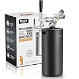 MRbrew 128oz Black Mini Keg Growler Portable Draft Beer Dispenser System Pressurized Stainless Steel Beer Growler Tap System Home Mini Kegerator, with Professional Beer Tap and CO2 Regulator