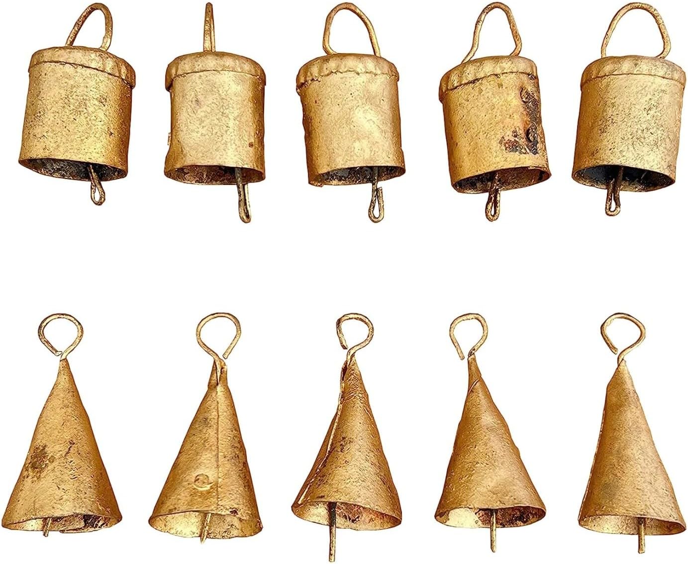 LOT 10 Rustic Hanging Bells shabby chic Harmony Jingle Bells with jute rope bells wind chime wind noise charming Christmas Décor