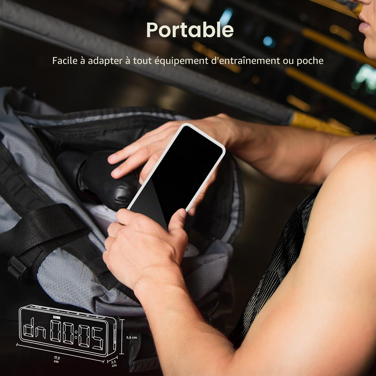 REACHER Chronomètre de Gym Portable pour Maison Garage, Compte à Rebours/Montée, Chronomètre, Timer Intervalles d'Entraînement avec Batterie Puissante, Aimant Fort, Timer Fitness Crossfit Boxe HIIT
