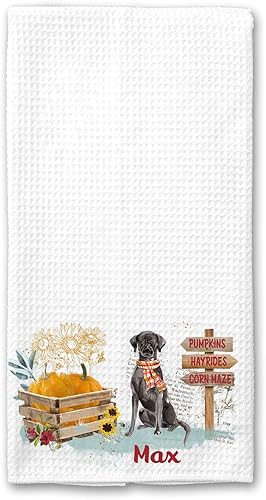Black Labrador Retriever - Juego de toallas de cocina de otoño, decoración personalizada para mascotas de labrador retriever negro para otoño