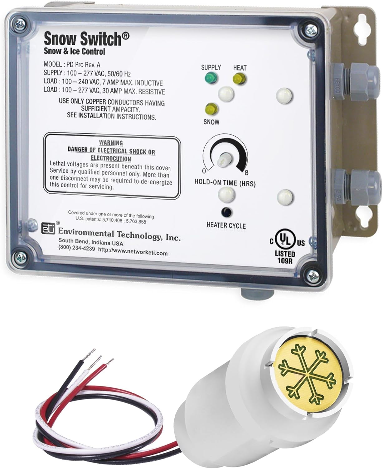WarmlyYours Advanced Snow and Ice Melt Control with Air Sensor for Snow Melting and Roof and Gutter Deicing Systems, SCA-Dual-AIR-SS-2