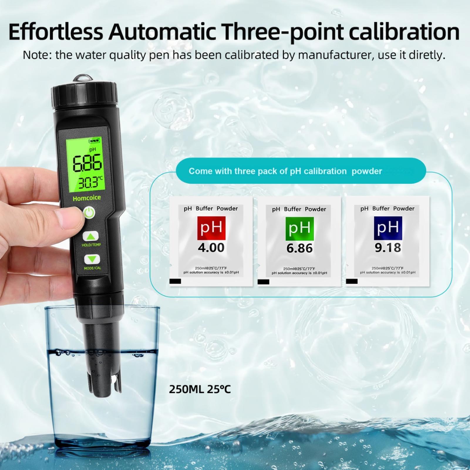 Medidor PH 5 en 1 Salinidad TDS EC Temperatura, Test pH Piscina resistencia al agua IP67, pH Meter Digital 0.01 de alta precisión phmetro con función ATC