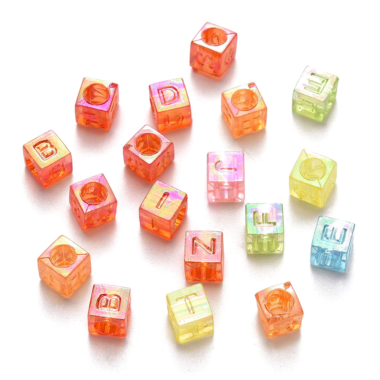 Craftdady 3800Pcs Acrylic Cube Letter Beads Clear Transparent Initial Alphabet Beads AB Color Plated for DIY Friendship Bracelet Jewelry Making โ image 1