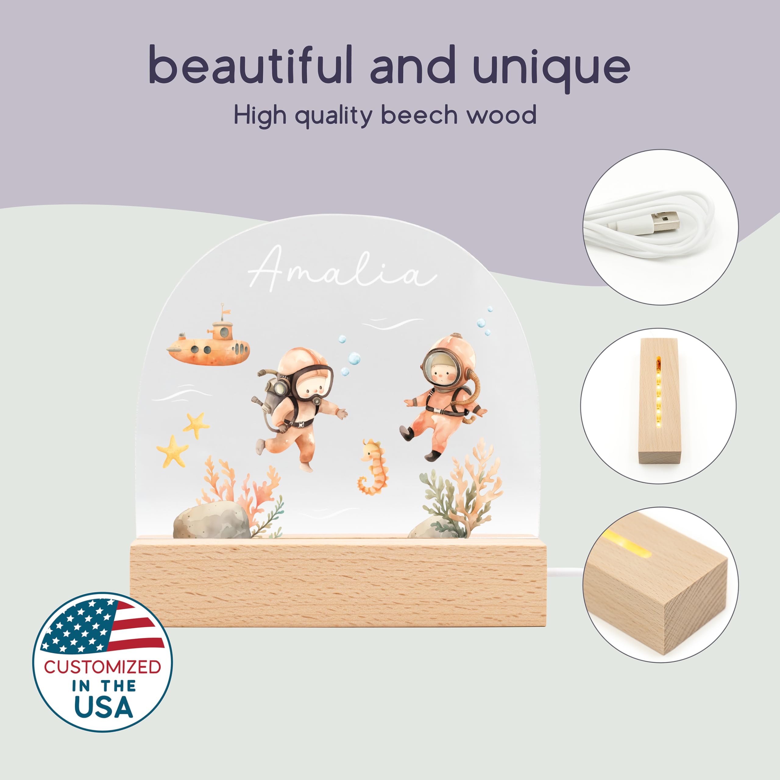 florithings Baby Welcome Gift/New Born Essentials/Newborn Stuff/Personalized Night Light for Kids/Custom Baby Boy Gifts