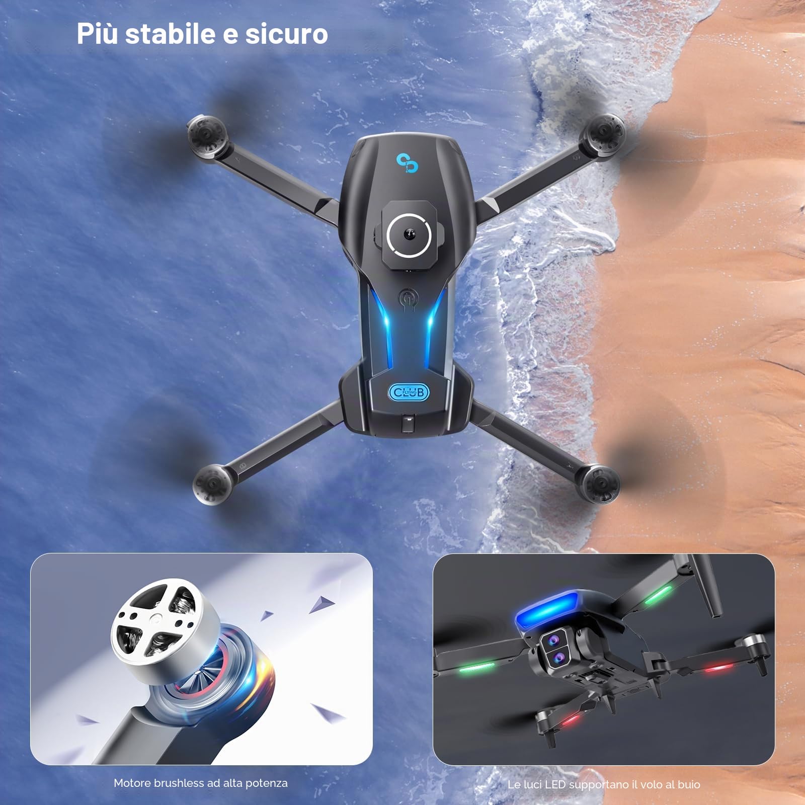 OBEST Drone GPS con telecamera 4K, 5G WIFI FPV pieghevole RC Quadcopter, motore brushless, 360 ° per evitare ostacoli, ritorno intelligente, RC Grip ricaricabile, 2 batterie 40 minuti