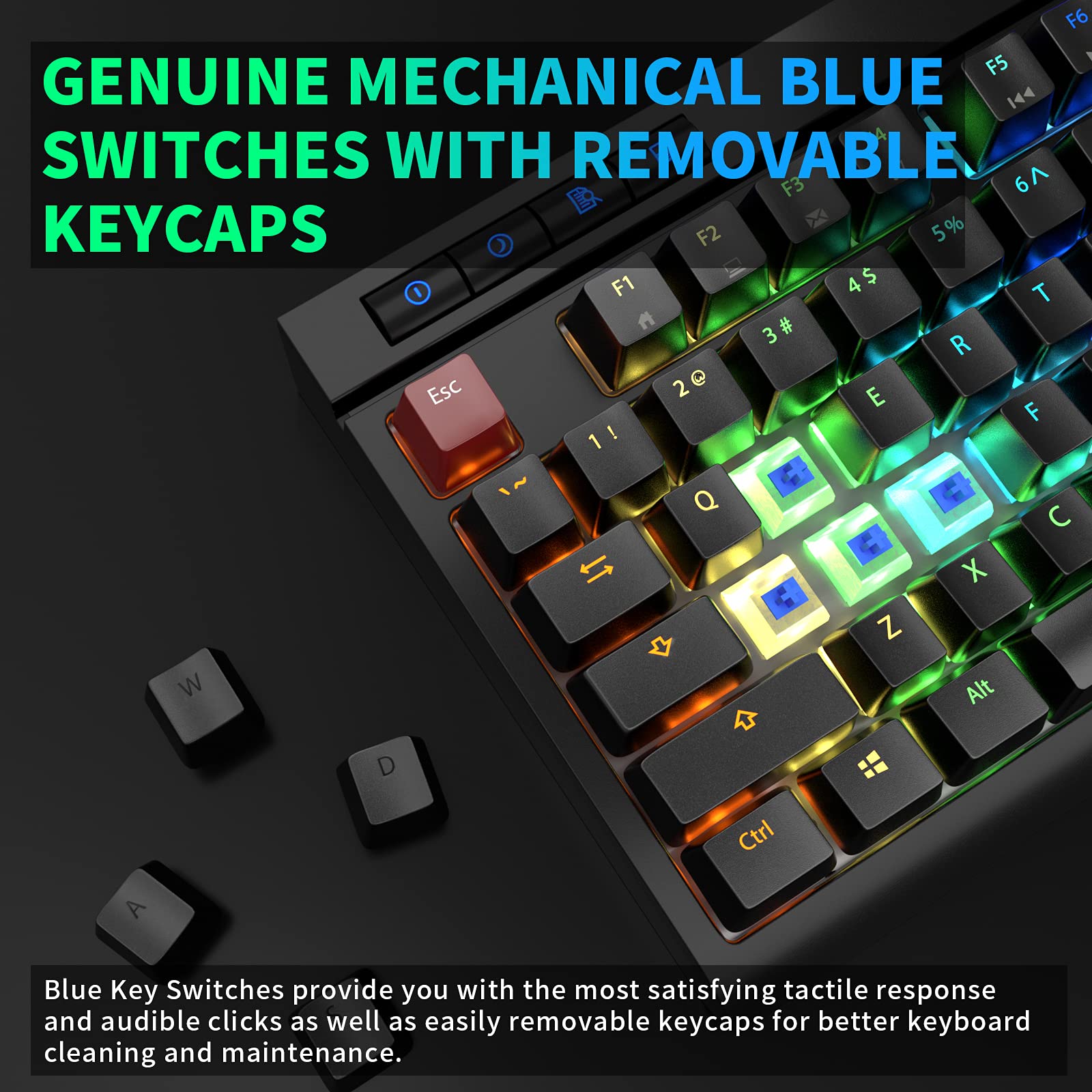 STOGA Mechanical Gaming Keyboard,87 Keys Wired Gaming Keyboard,LED