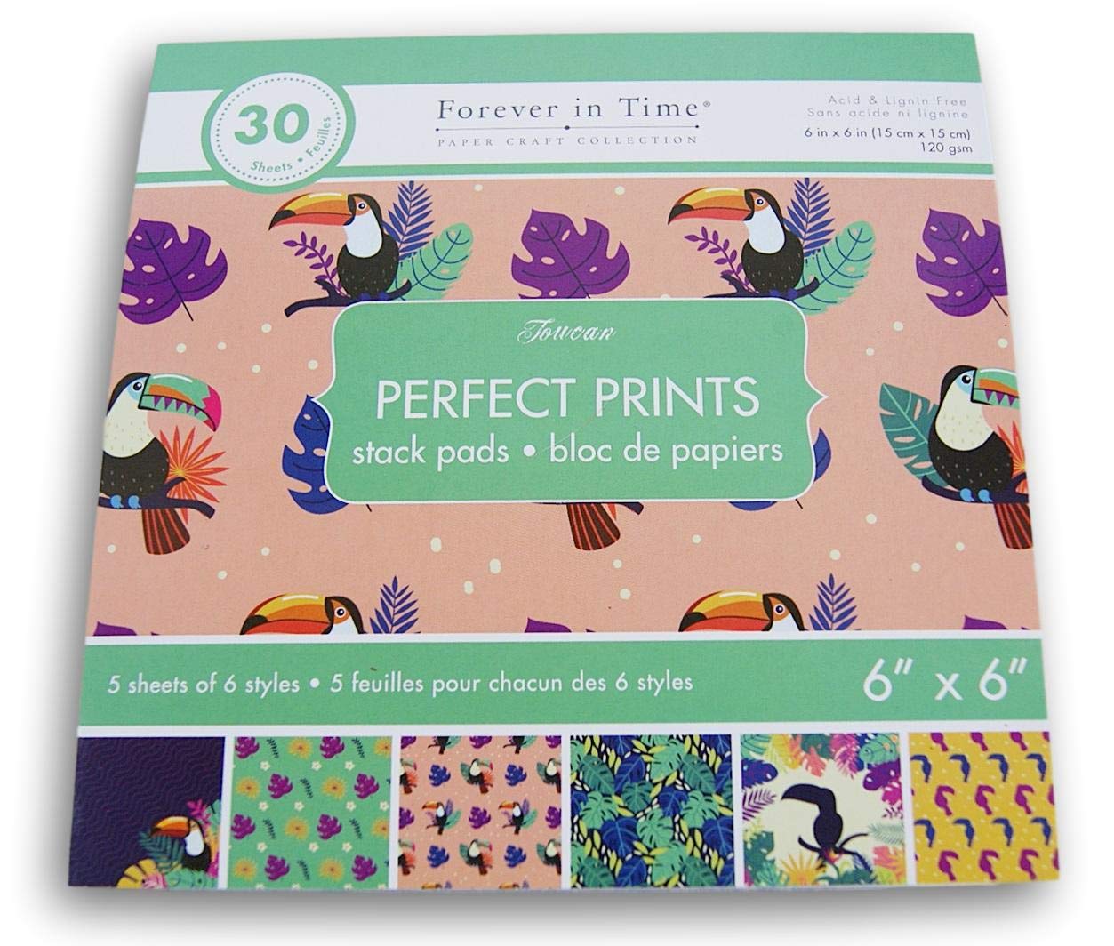 Amazon.com: Perfect Prints Scrapbook Paper Stack Pad - Tropical Toucan  Theme -30 Sheets