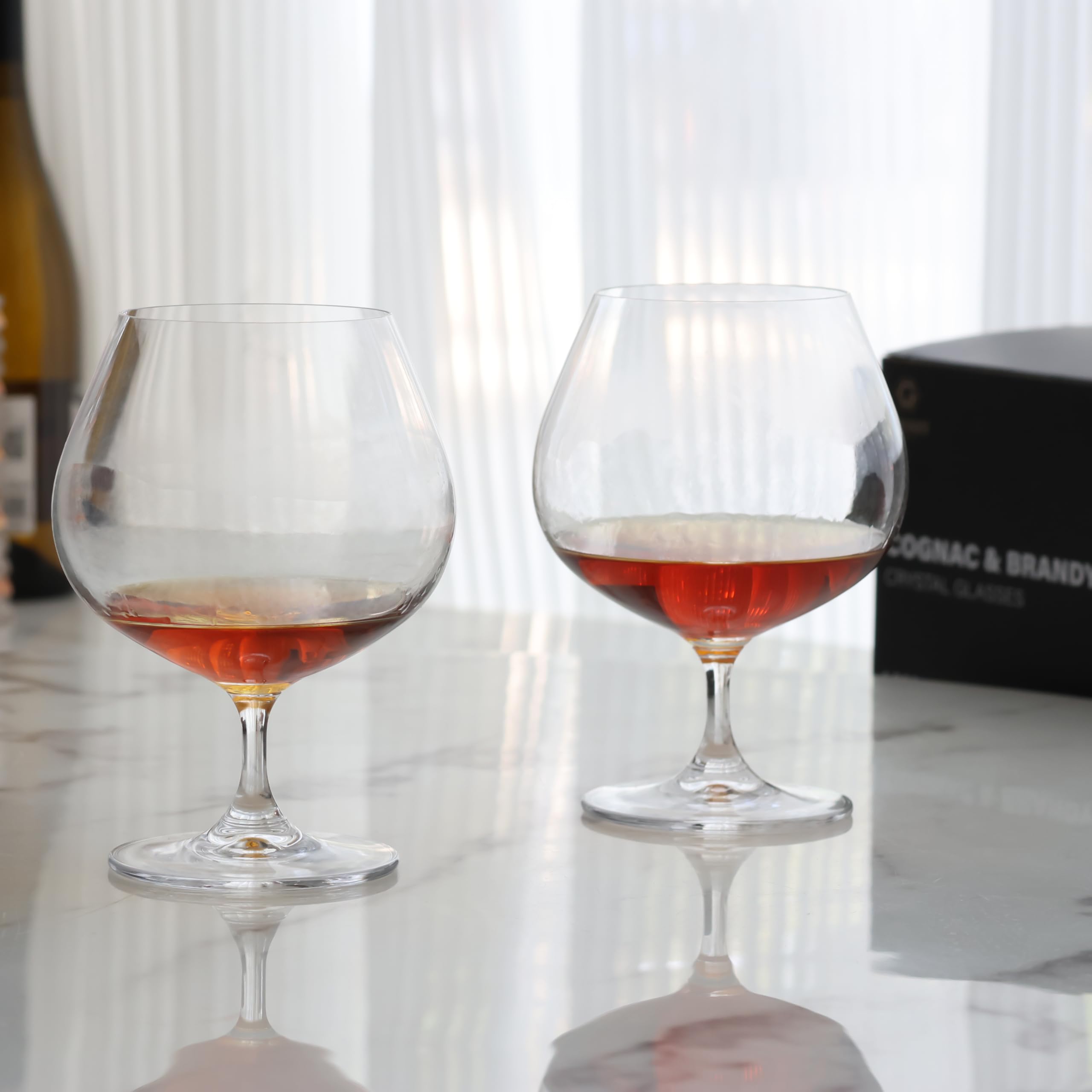 GLASKEY Kieliszki do Koniaku, Zestaw 2 Sztuk, 650 ml Kieliszków do Brandy, Można myć w Zmywarce, Nadają Się do Użytku w Domu, w Restauracji i na Przyjęciach