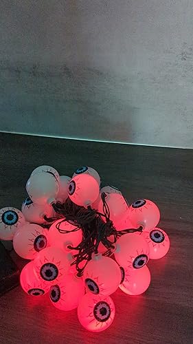 Decorazioni solari per Halloween, luci rosse per esterni, 30 LED, impermeabili, per feste di Halloween, casa, vacanze, finestre, Natale, regali di Halloween, giardino, rosso