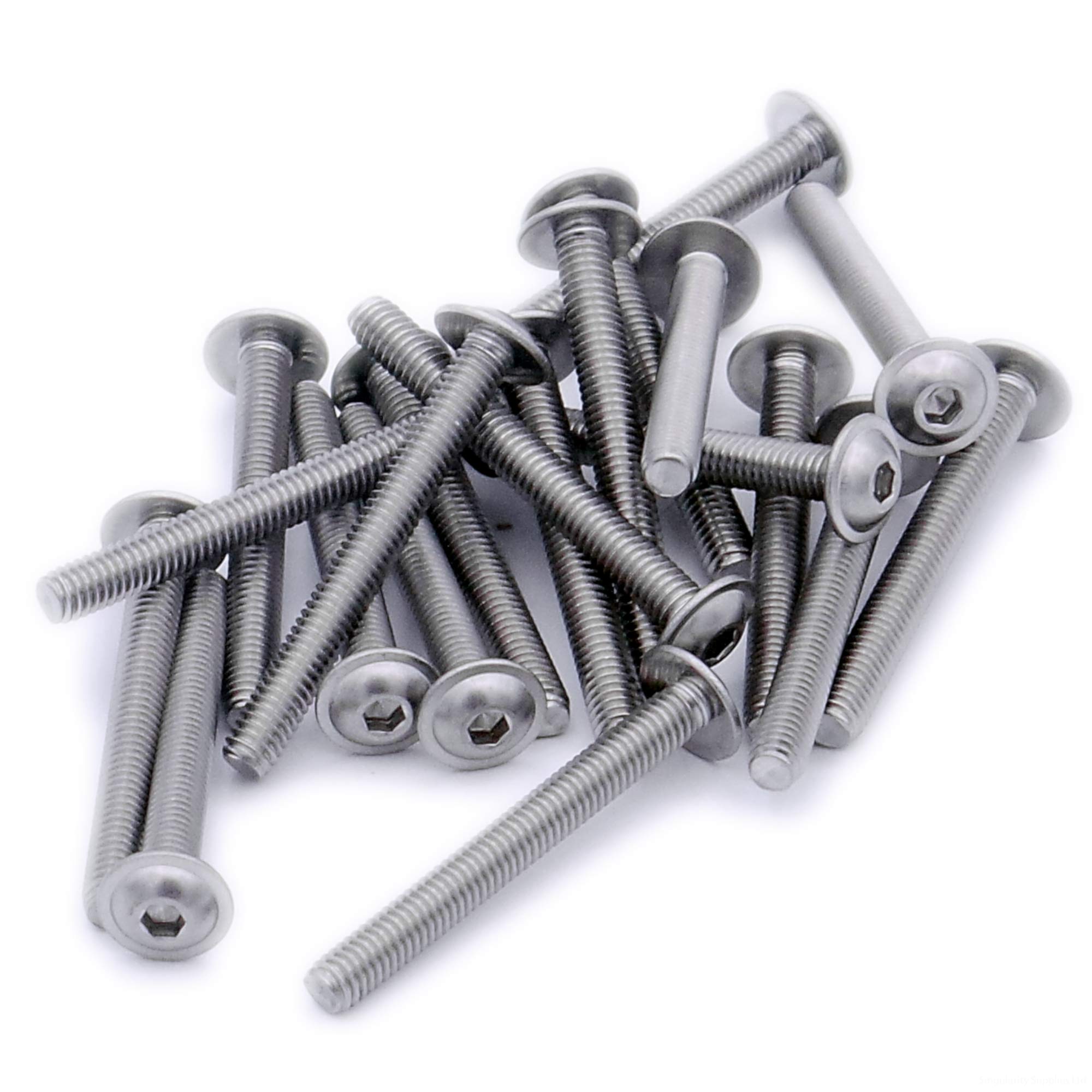 M6 (6mm x 30mm) Flanged Hex Socket Button Machine Screw (Bolt) - Stainless Steel (A2) (Pack of 20)