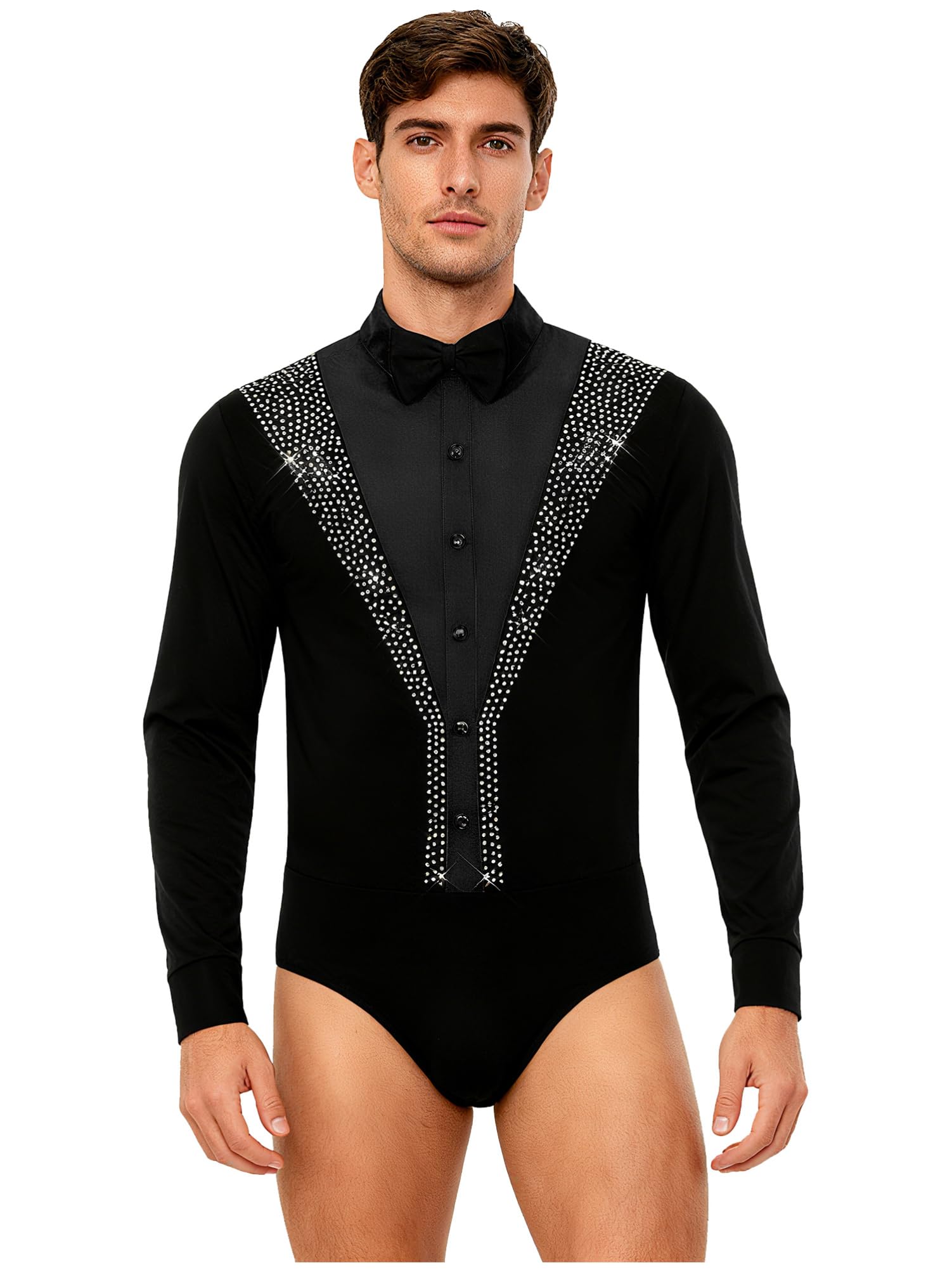 Chemise de danse homme strass brillant style smoking chic - 6