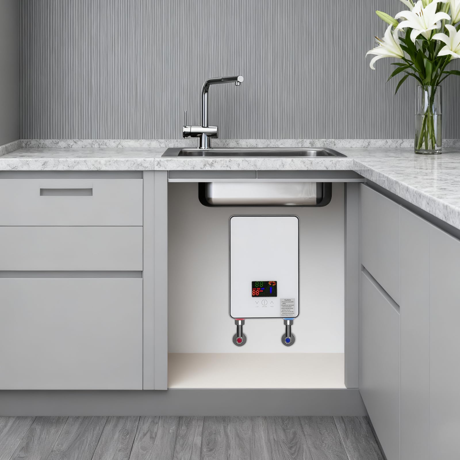 Elektrischer Durchlauferhitzer 6500W, LED-Touchscreen, Warmwasserbereiter