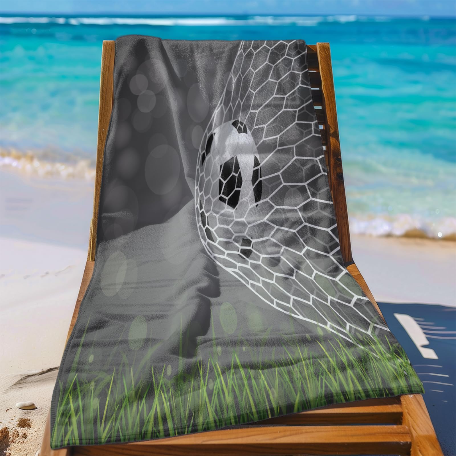 Toalla Playa Gris Verde Blanca Toallas Baño Suave Toalla Microfibra Sin Arena Toallas de Baño Piscina Ducha Absorbente Secado Rápido Beach Towel para Viajes, Natación, Camping 150x180cm