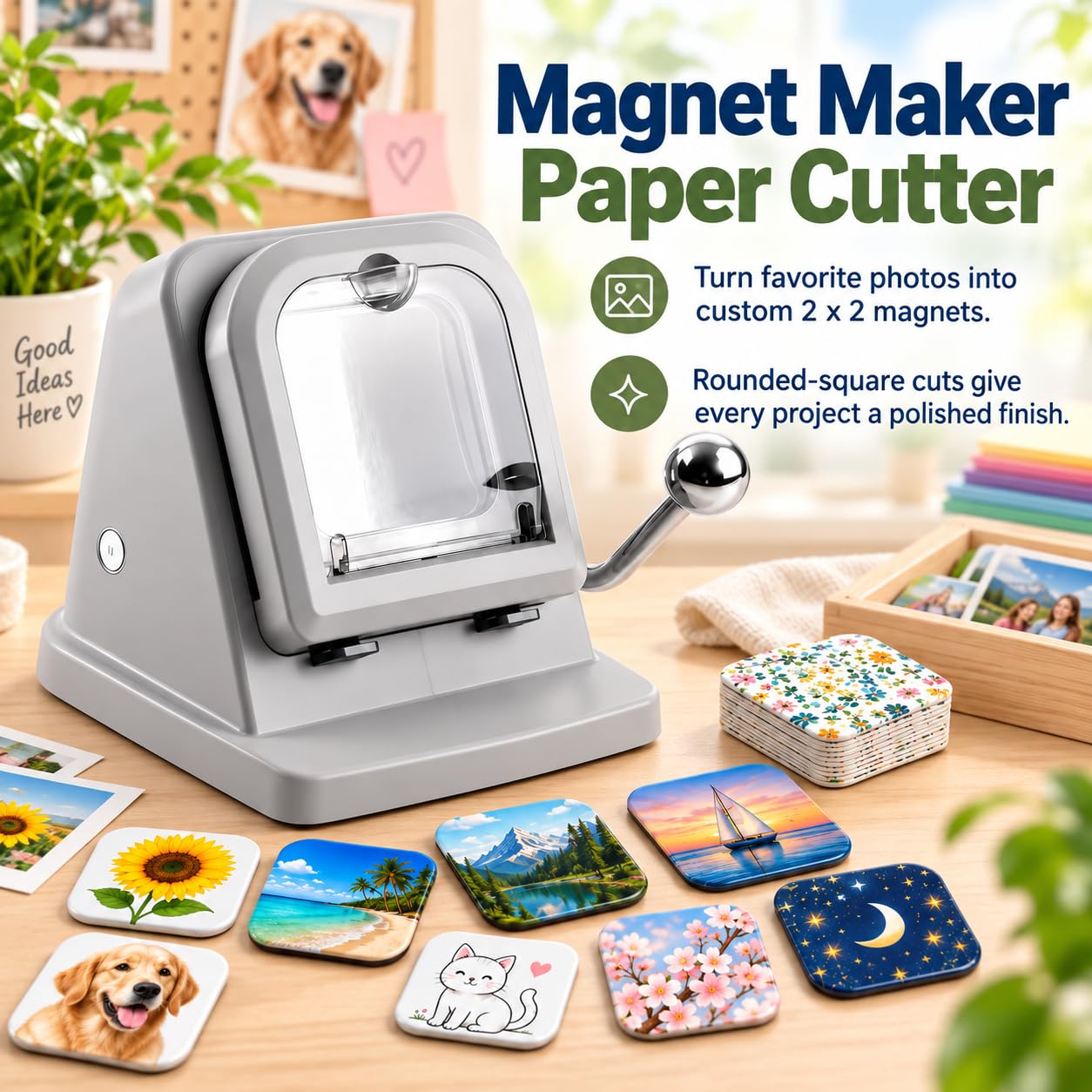 Cortador de papel Magnet Maker, proyectos de 2x2 pulgadas, salida cuadrada