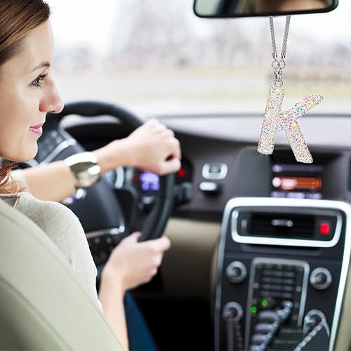 Miniatura 7 de Adorno colgante de cristal de la suerte para espejo retrovisor de automóvil, accesorios de automóvil para mujer, dije de diamantes de imitación para