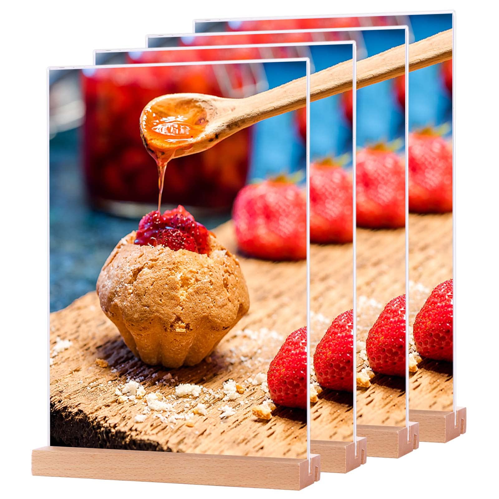 – A5 Acrylic Sign Holders（4 Pack）Clear Plastic Table Display Stand,T-Shape L-Shape Double Sided Menu Holder Ad Document A5 Poster Holder for Restaurant, Hotel, Company